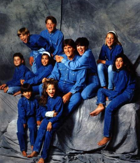 LOS ANGELES - 1991:  (Middle row, L-R) Brody Jenner, Kourtney Kardashian, Bruce Jenner, Kris Jenner, Cassandra Jenner, Kim Kardashian, (top row, L-R) Brandon Jenner, Burton Jenner,(bottom row, L-R) Robert Kardashian, Jr., Khloe Kardashian of the celebrity Jenner and Kardashian families featured in the TV show "Keeping Up With The Kardashians" pose for a family portrait in 1991 in Los Angeles, California . (Photo by Maureen Donaldson/Michael Ochs Archives/Getty Images)