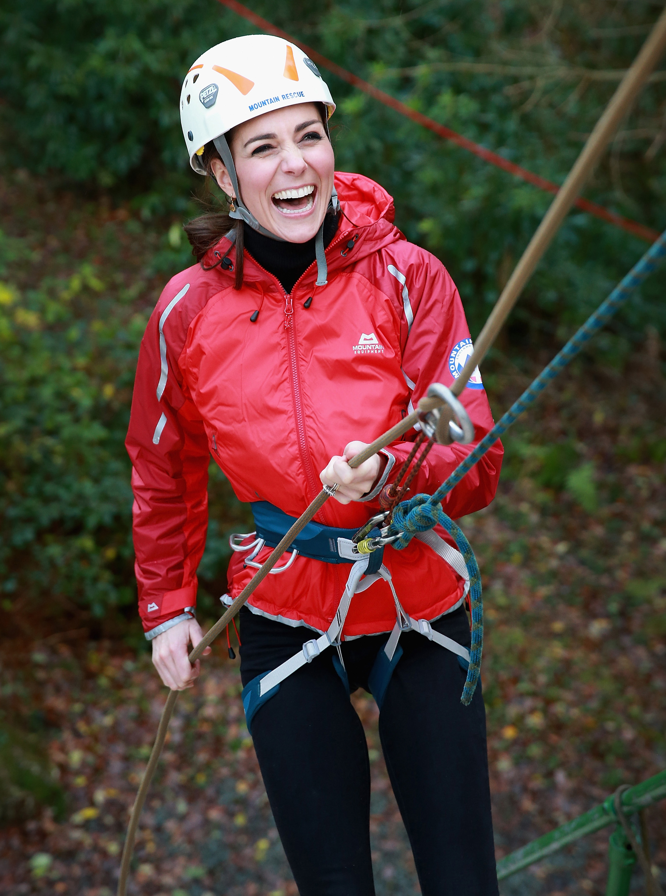 The Duke and Duchess of Cambridge go climbing and abseiling as they visit the Towers Residential Outdoor Education Centre, Capel Curig, Wales, UK, on the 20th November 2015Picture by Chris Jackson/WPA PoolPictured: Duchess of Cambridge, Catherine,