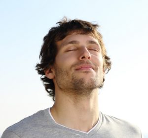man is breathing