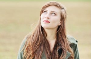 woman looking up