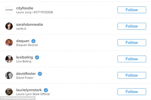 bella hadid unfollow