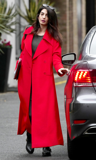 EXCLUSIVE: **PREMIUM EXCLUSIVE RATES APPLY**MUST AGREE FEES** Pregnant Amal Clooney is seen looking radiant whilst out and about in London.