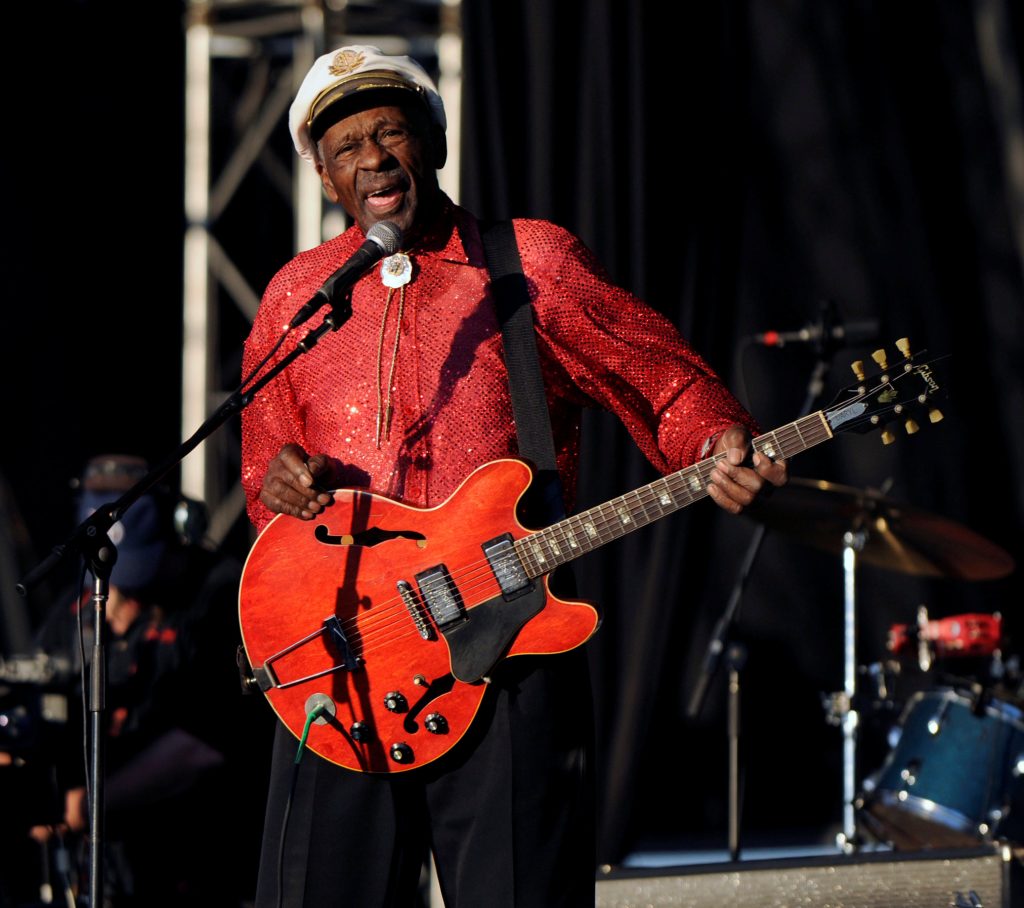 FILE PHOTO - Chuck Berry performs at Virgin Mobile Festival in Baltimore, Maryland August 9, 2008. REUTERS/Bill Auth/File Photo