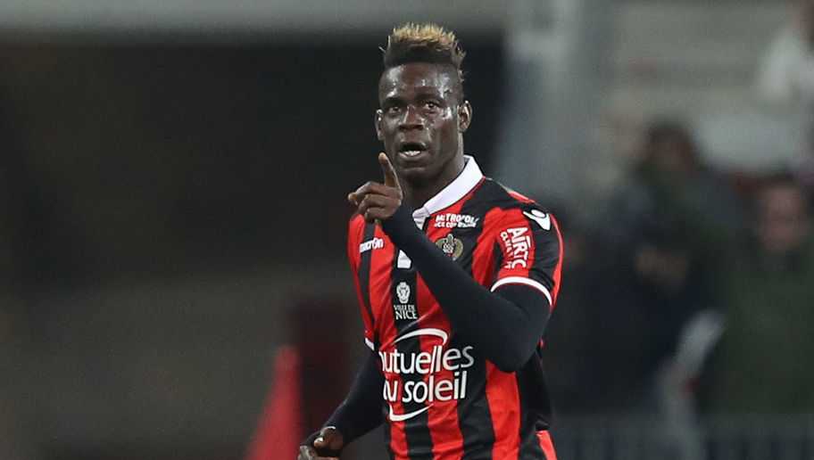 Nice's Italian forward Mario Balotelli celebrates after scoring a goal during the French L1 football match Nice (OGCN) vs Caen (SMC) on March 10, 2017 at the Allianz Riviera stadium in Nice, southeastern France. / AFP PHOTO / VALERY HACHE (Photo credit should read VALERY HACHE/AFP/Getty Images)